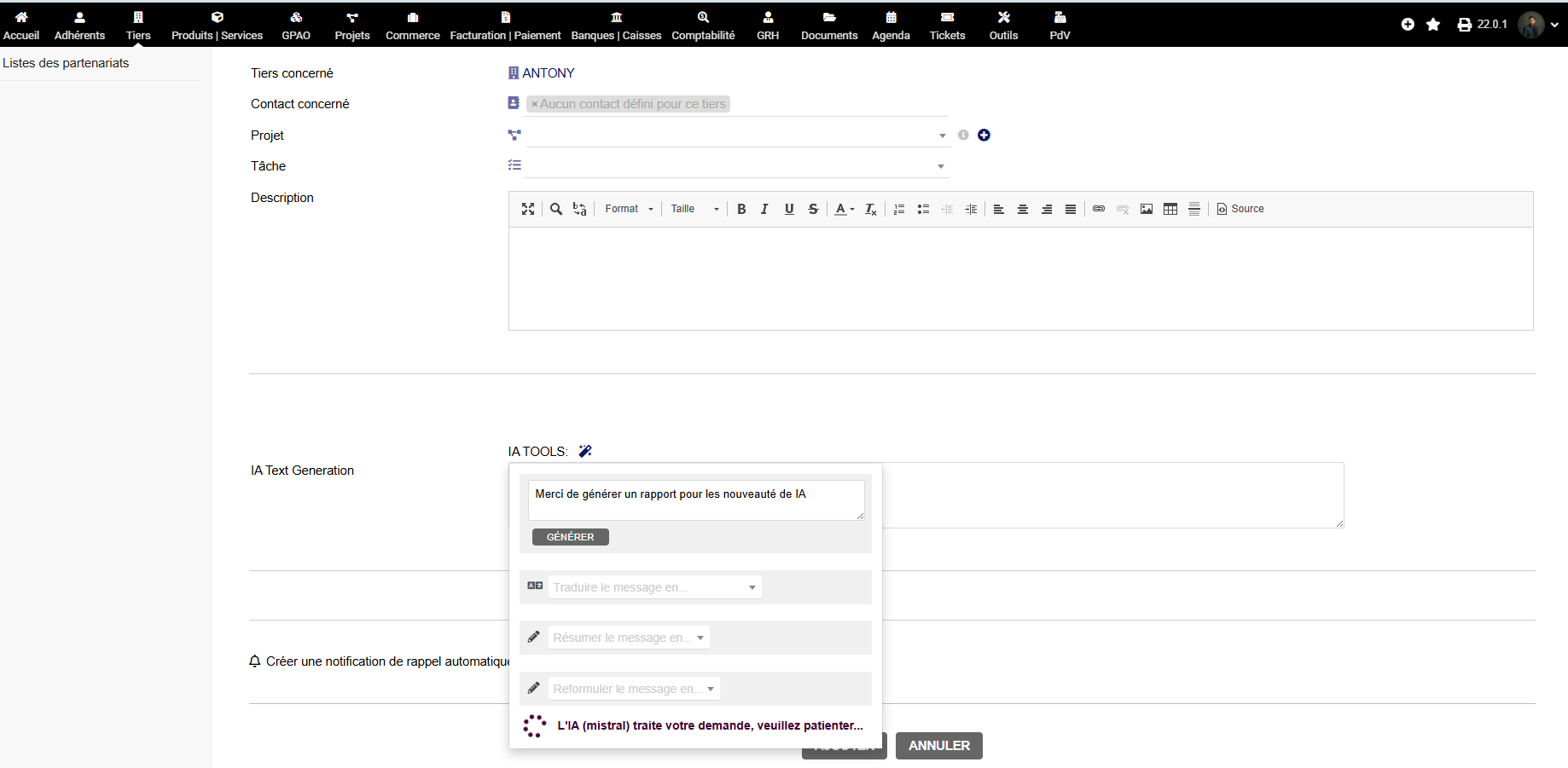 Intelligence artificielle logiciel Tunisie – IA CRM ERP intelligent SaaS cloud